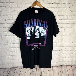 Vintage 90s Guardian Buzz World Tour Band Tee Tshirt‎ size XL Fruit of the Loom